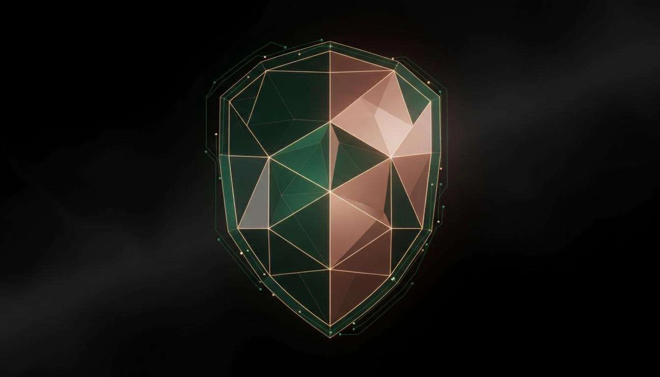 Abstract digital shield representing online safety