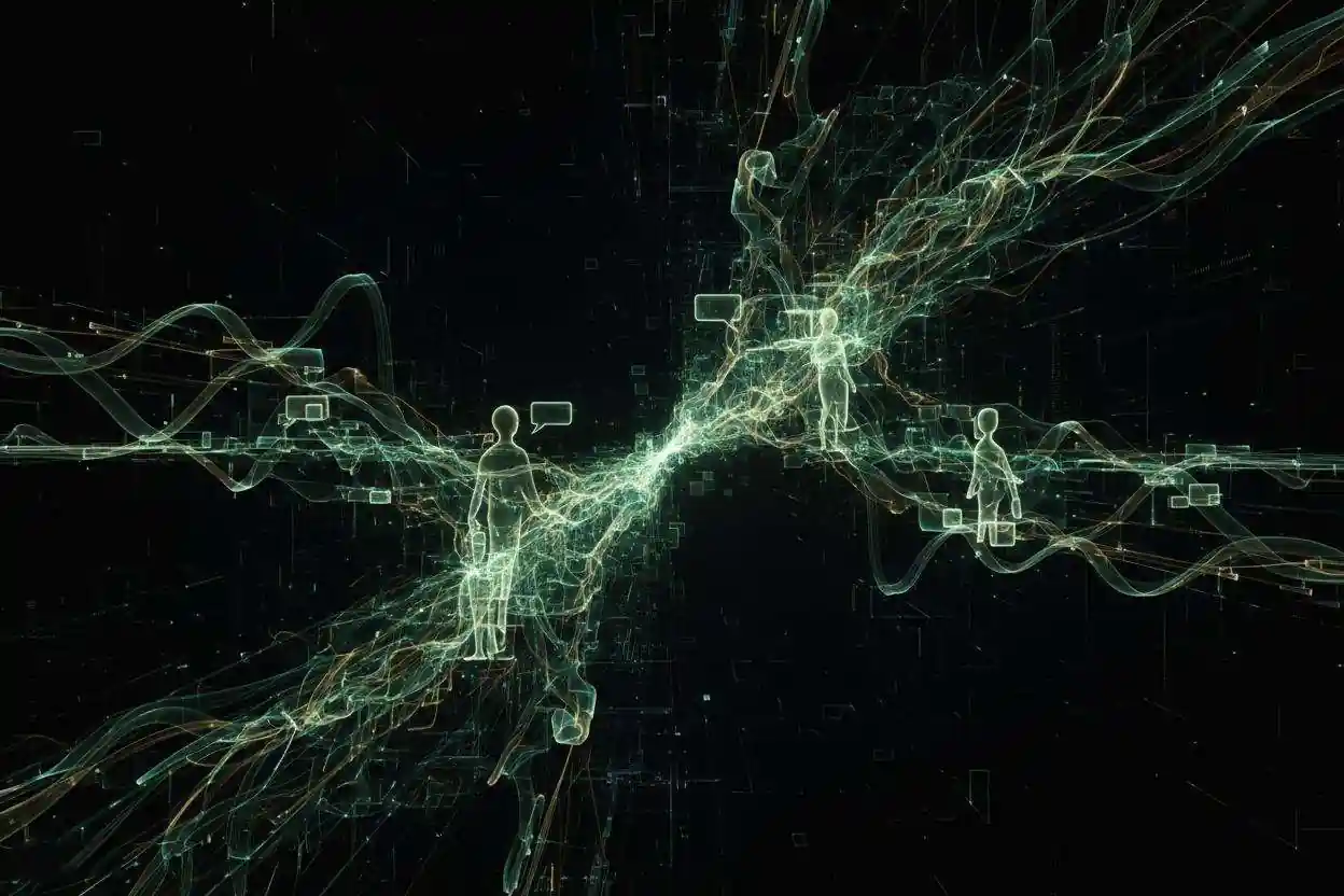 Abstract digital connections representing findom chat room