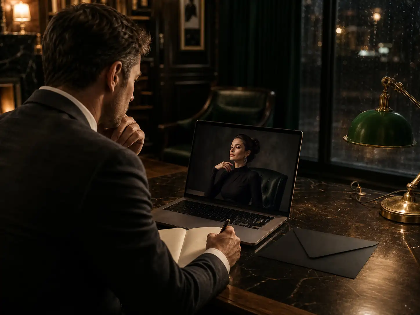 A financial submissive reads a Domme profile carefully before approaching